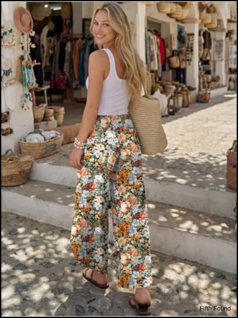 High Waisted Flowy Wide Leg Palazzo Pants with Side Slits, Breathable Boho